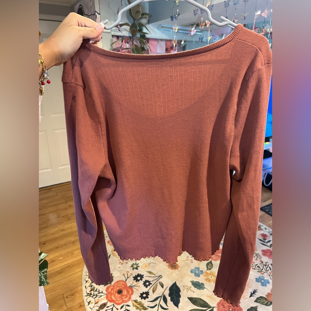 American Eagle Boho Ribbed Button Front Cardigan … - image 2